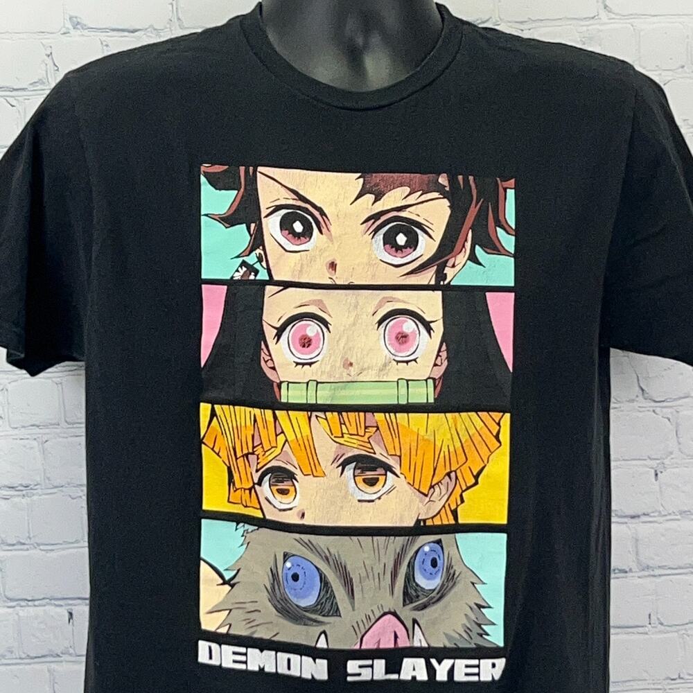 Demon Slayer T Shirt Japanese Manga Anime Short Sleeve Black Unisex M Medium